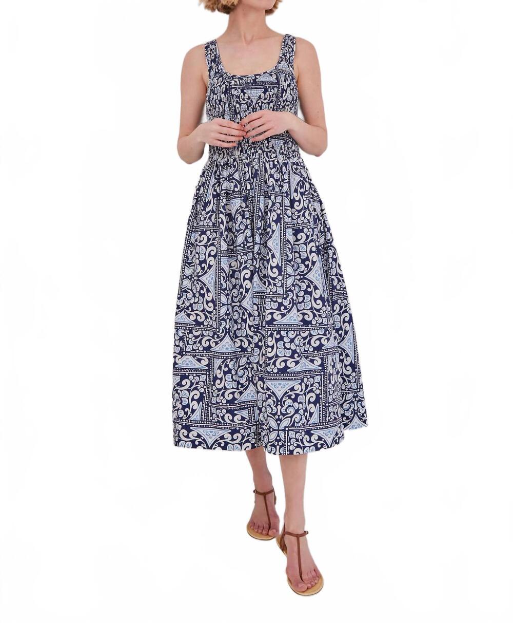 NEW CARA CARA bergamo midi dress in hart tile navy